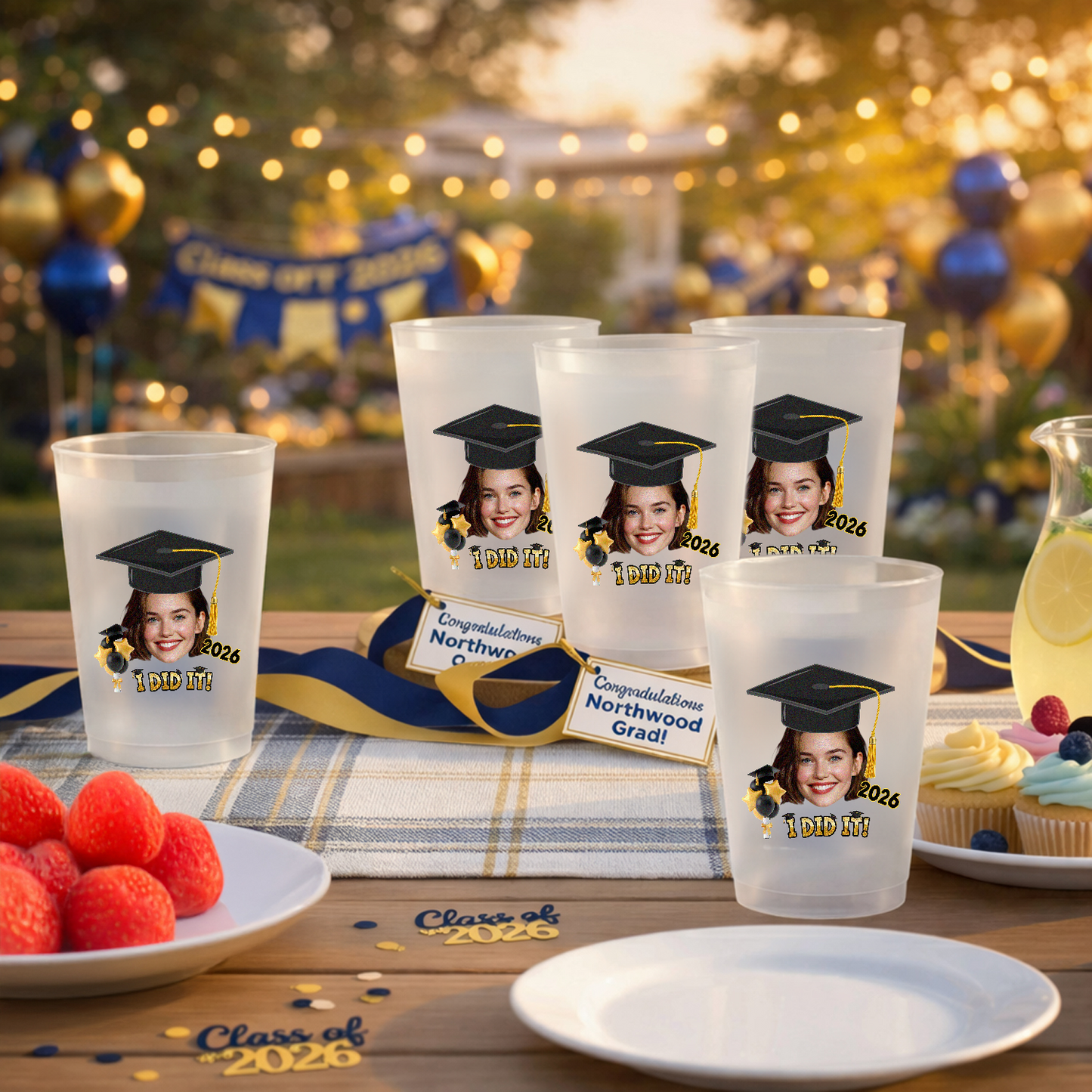 Personalized Graduation Frosted Plastic Cup With Custom Photo I Did It Party Drink Cup, Unique Gift For Grads