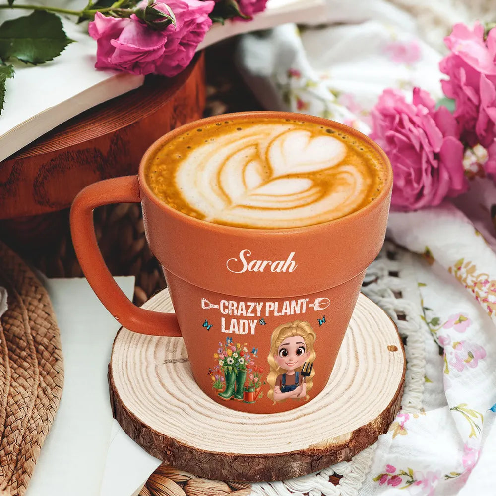 Crazy Plant Lady Personalized Plant Pot Mug – Cute Custom Gift for Gardeners