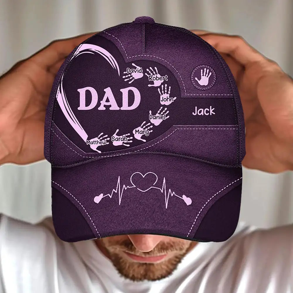 Customized Grandpa Classic Cap with Kids’ Handprints – Sentimental Gift for Father’s Day