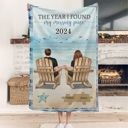 The Year I Found My Missing Piece Couple Gift - Personalized Blanket or Poster or Keychain or Plaque