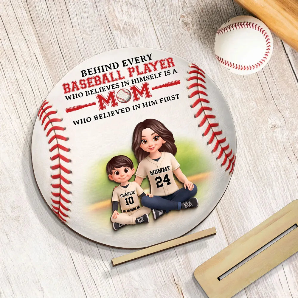 Personalized 2-Layer Wooden Plaque Baseball Mom Quote Gift for Mom, Sweet Baseball Keepsake for Living Room Display