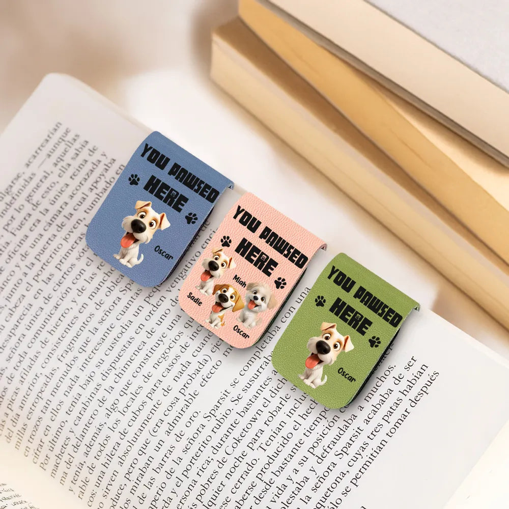 Dog-Themed Leather Magnetic Bookmark – Custom Gift for Book Lovers