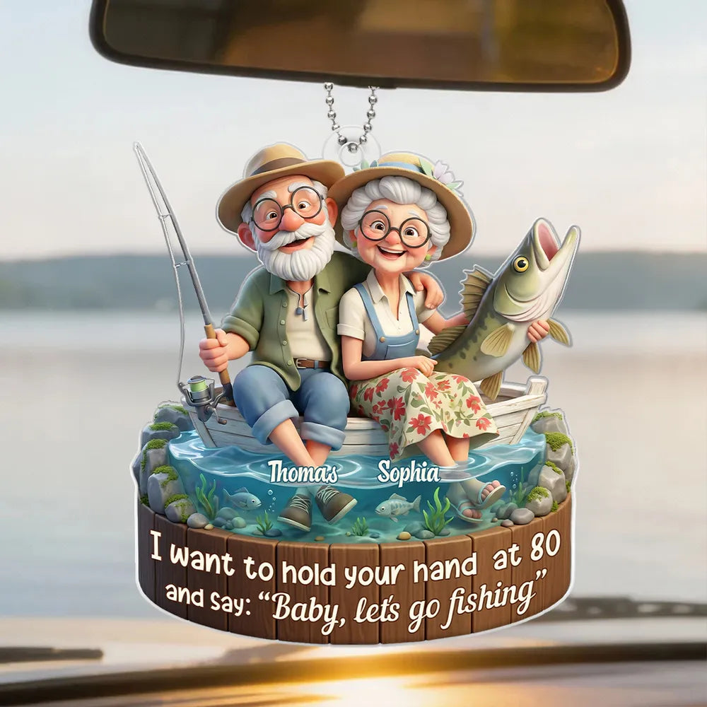 Acrylic Ornament Personalized Sweet Fishing Date Scene Heartwarming Holiday Decor Unique Creative Gift for Couples