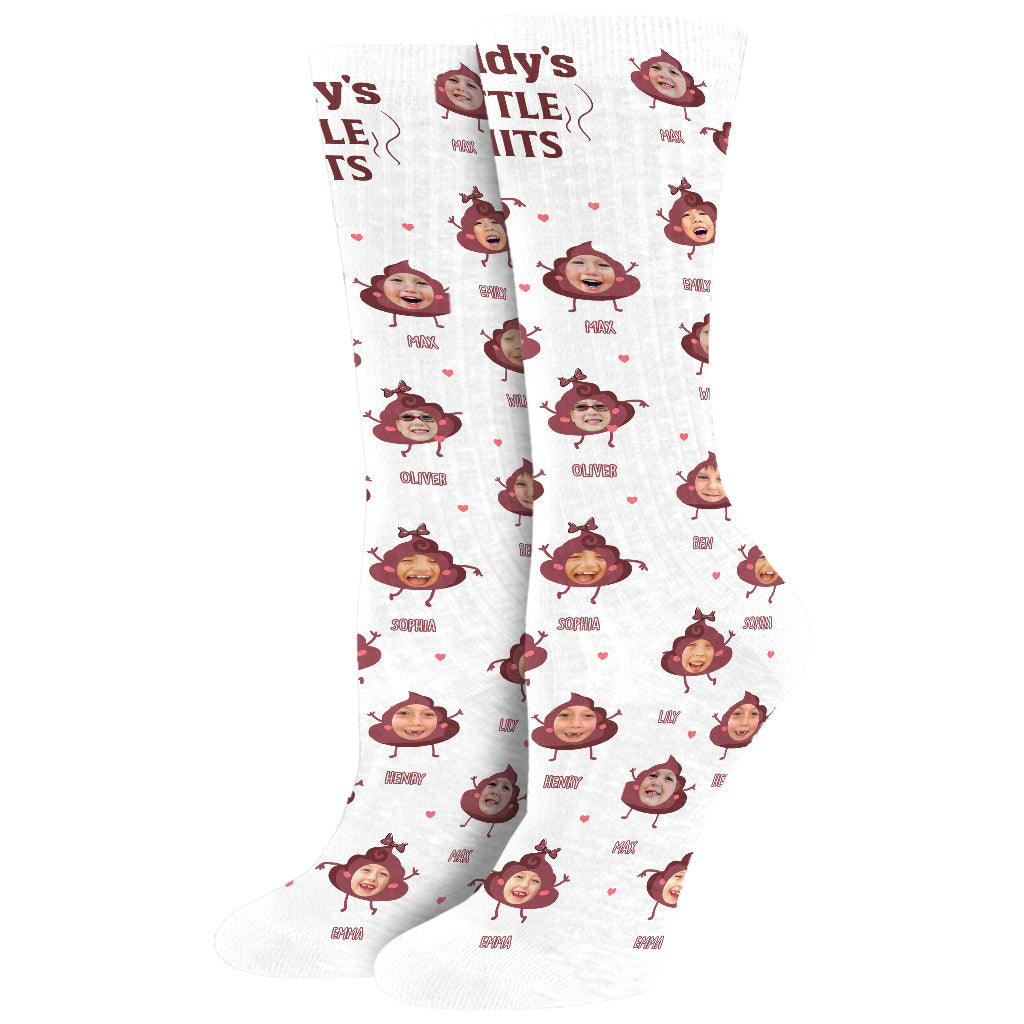 Daddy Little Shits - Gift for dad, grandma, grandpa, mom, uncle, aunt, brother, sister - Personalized Socks