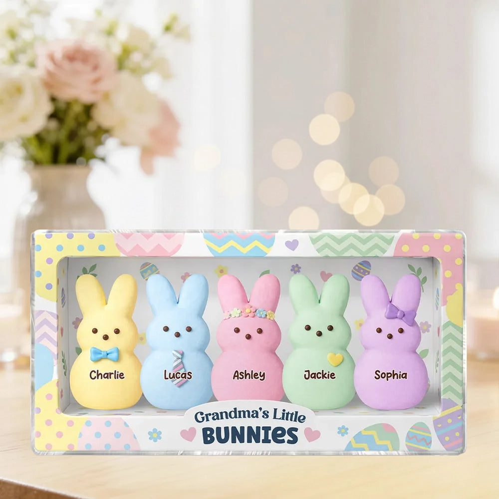 Personalized Shaped Acrylic Block Plaque Grandma's Little Bunnies Easter Shelf Decor, Unique Gift for Grandma