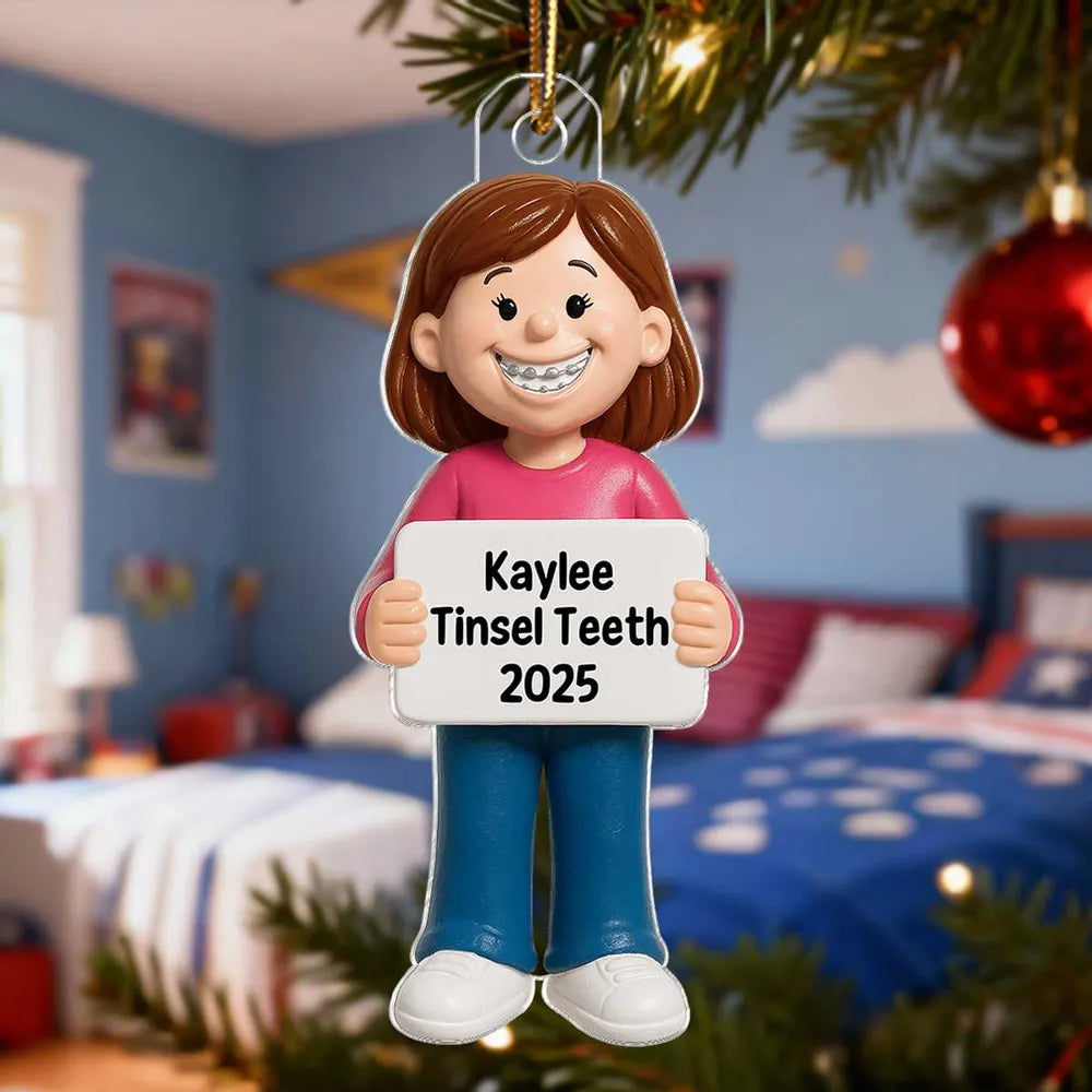 Smiling Braces Kid Acrylic Ornament – Adorable Keepsake Gift Celebrating Growing Smiles