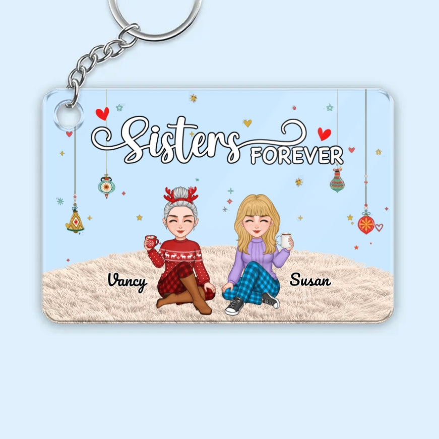 Sisters Forever - Personalized Plaque,Ornament, Poster, Keychain,  Blanket & Sign - Christmas Gift for Sisters