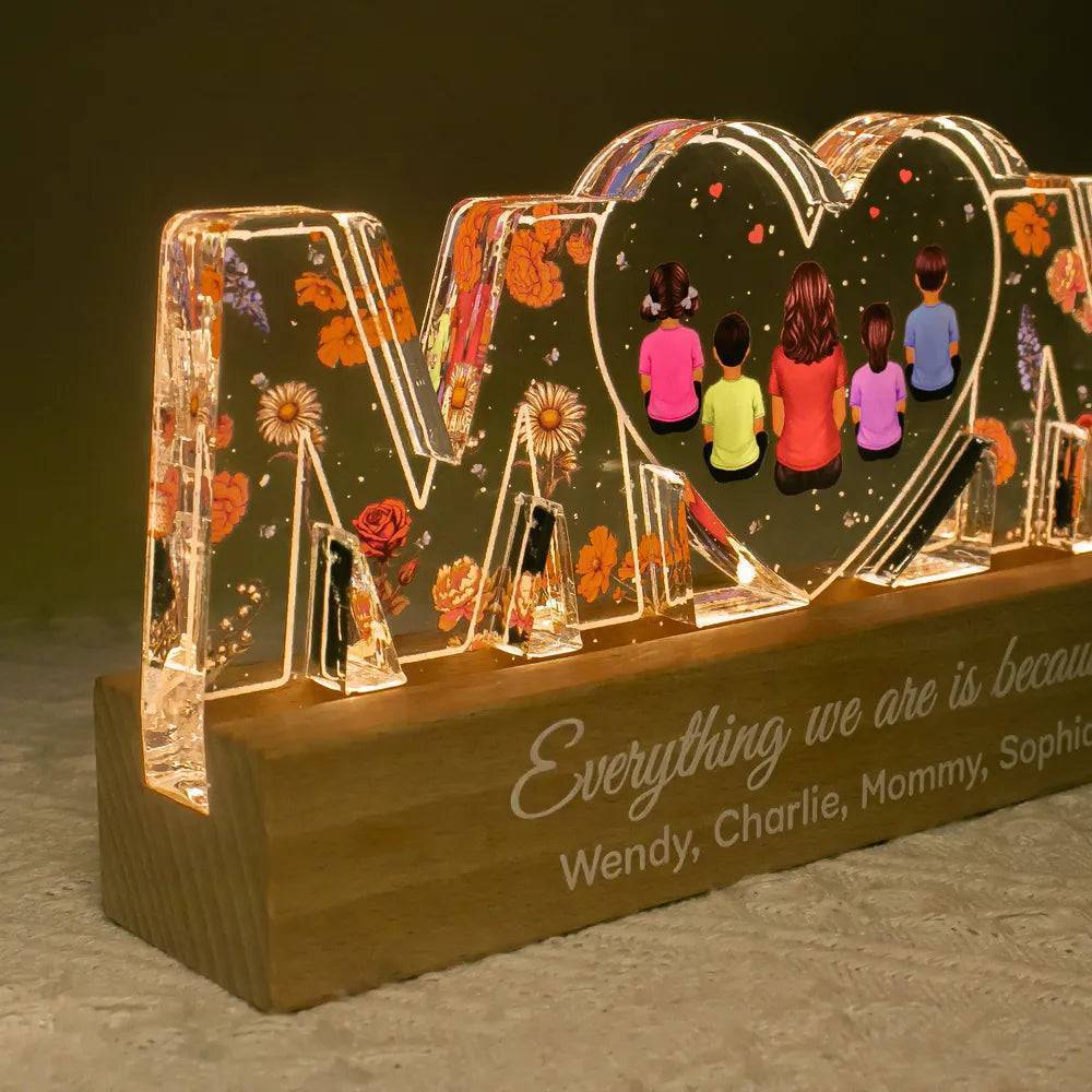 Heartlight Memories: Custom Family Glow, Custom Birth Month Flower Led Night Light