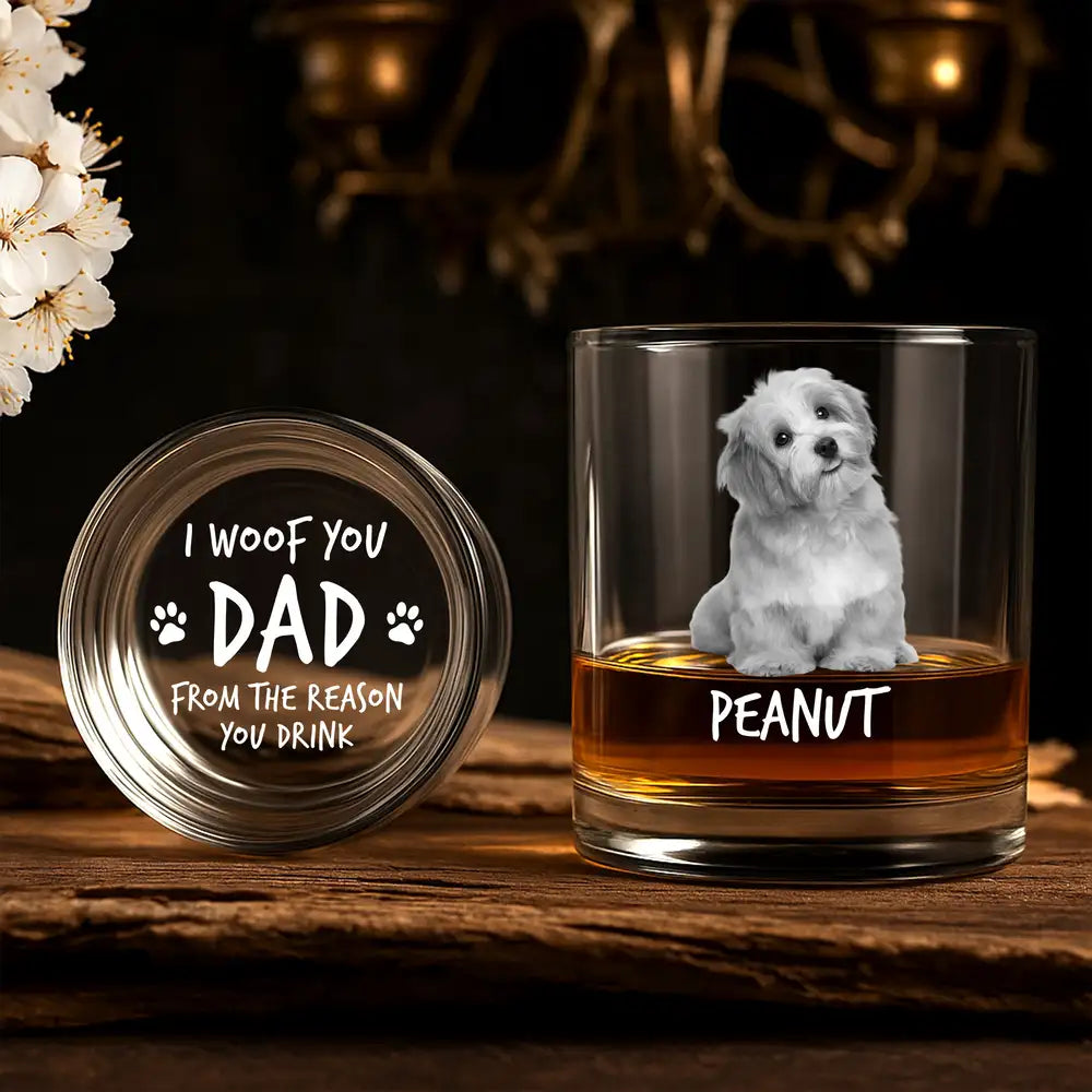 “I Woof You Dad” Custom Whiskey Glass – Perfect Father’s Day Gift