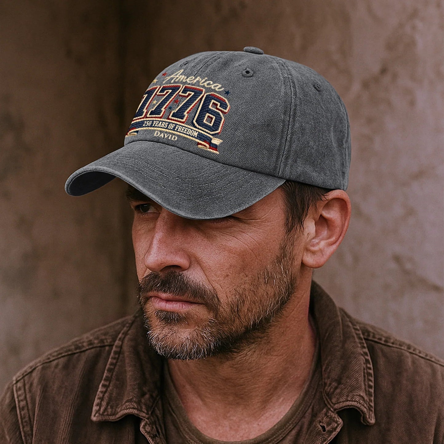 America 1776: 250 Years of Freedom - Personalized Distressed Denim Cap
