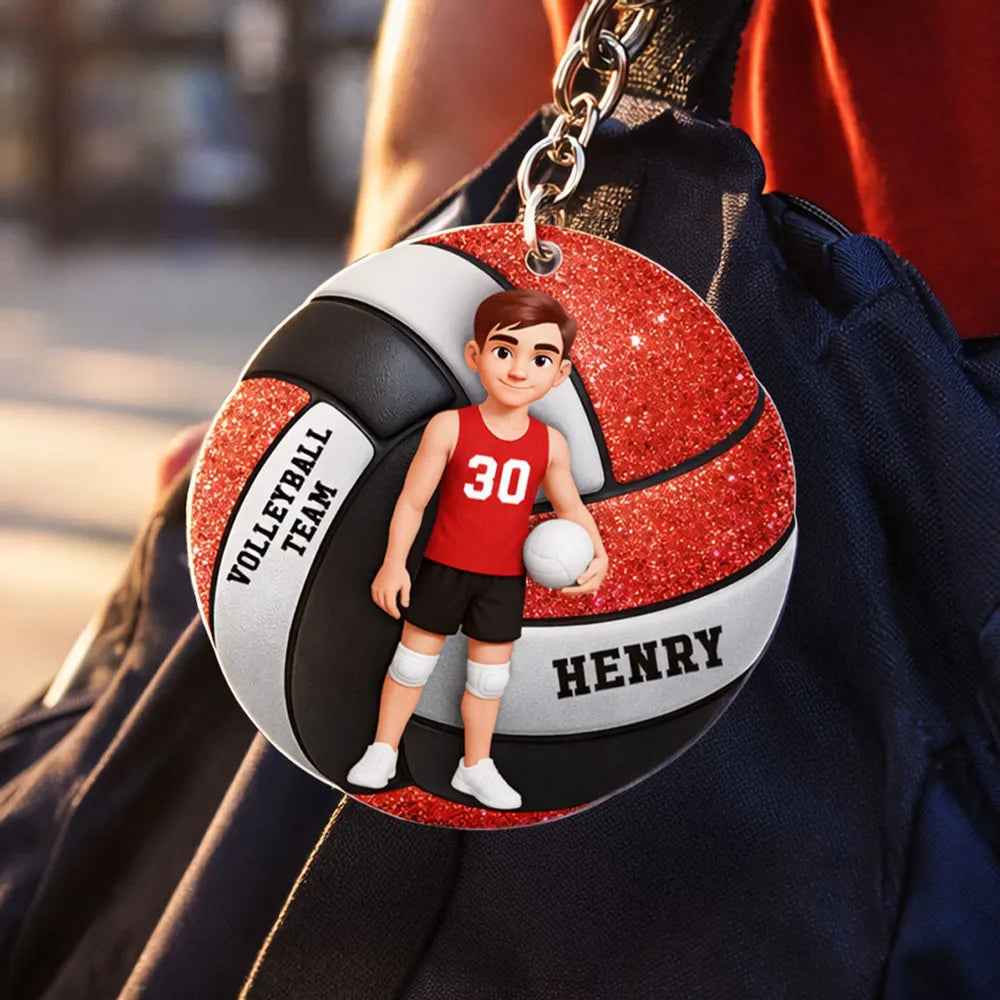 Cute Volleyball Player Acrylic Keychain, Personalized Team Style Charm For Bags & Keys, Sweet Everyday Gift For Her