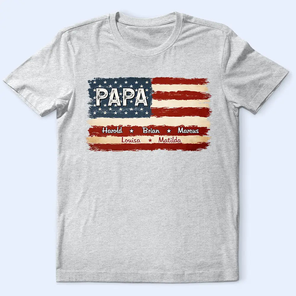 Men's USA Flag T-Shirt with Kids' Names - Personalized Gift
