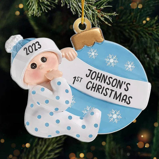 Newborn Baby First Christmas - Personalized Acrylic Ornament - Christmas Decorations Gifts