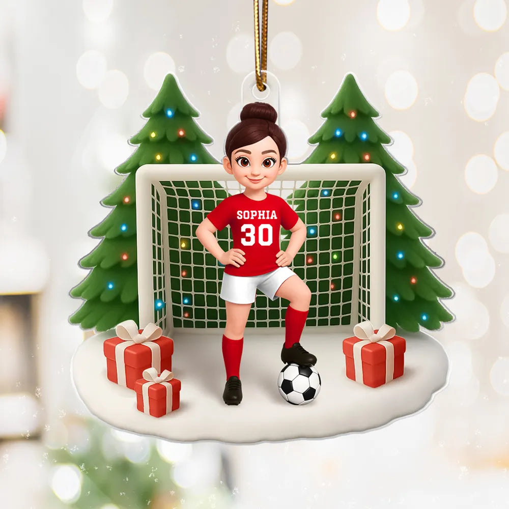 Soccer Acrylic Ornament – Sporty Holiday Gift for Football Lovers, Festive Christmas Tree Decoration