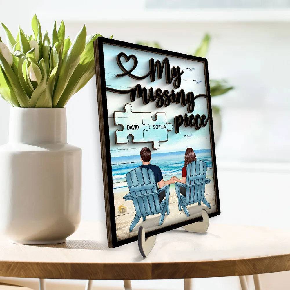 My Missing Piece - Custom Couple Beach Design Wooden, Acrylic or LED Plaque - Unique Gift