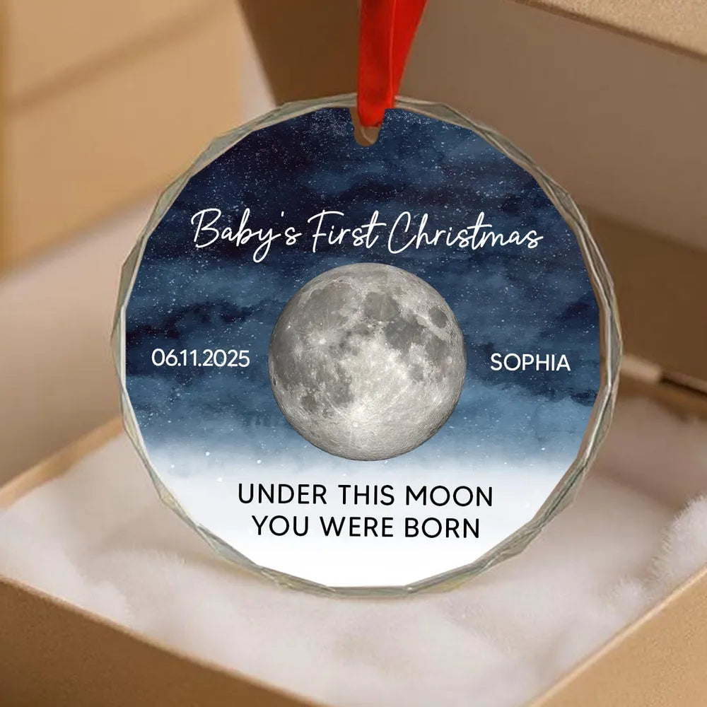 Personalized Baby's First Christmas Moon Ornament Gift