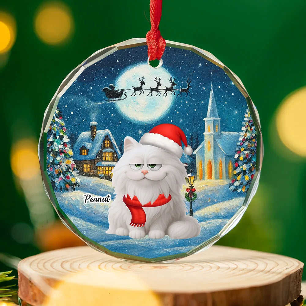 Christmas Cat Ornament, Personalized Design, Pet Lover Gift