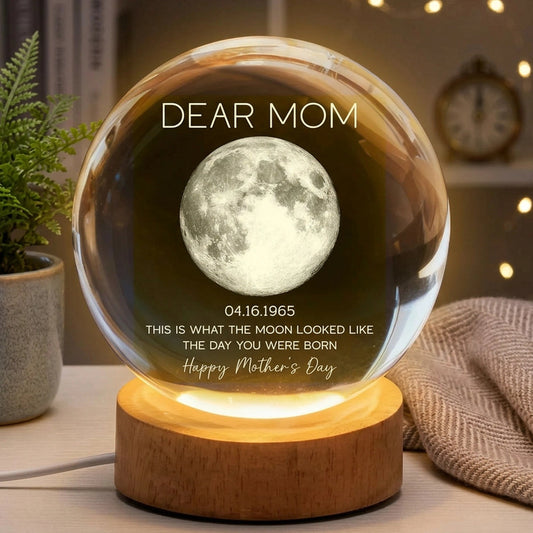 Personalized Moon Phase Globe Lamp Dear Mom Night Light for Bedroom Decor - Unique Mother's Day Gift