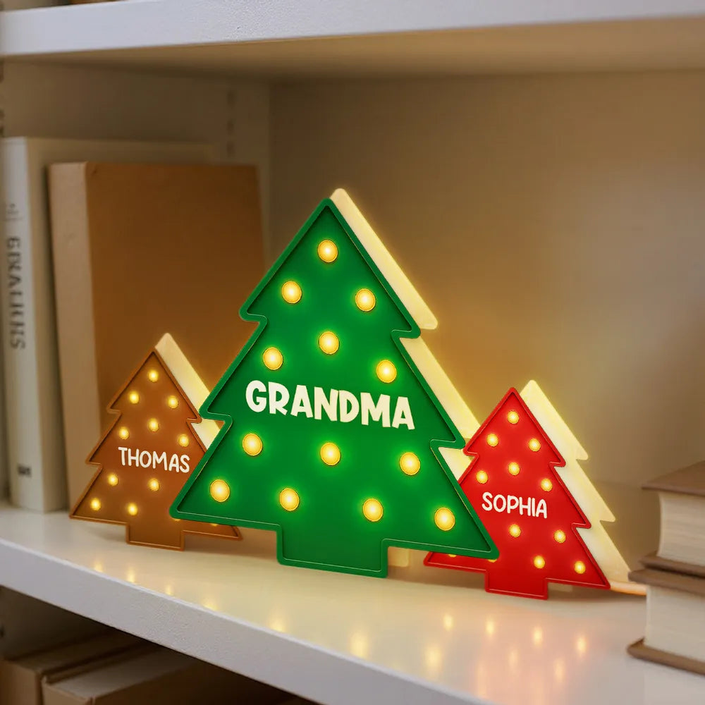 Christmas Tree Acrylic Light Box – Personalized Holiday Gift for Grandma and Family