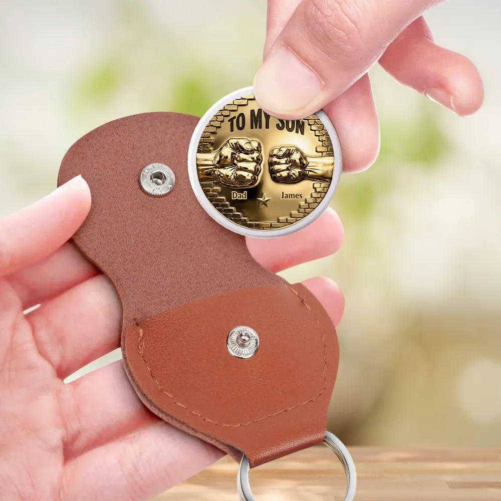 Personalized Pocket Hug Coin for Son, Encouraging Dad Message Keepsake, Unique Gift He Can Carry Every Day