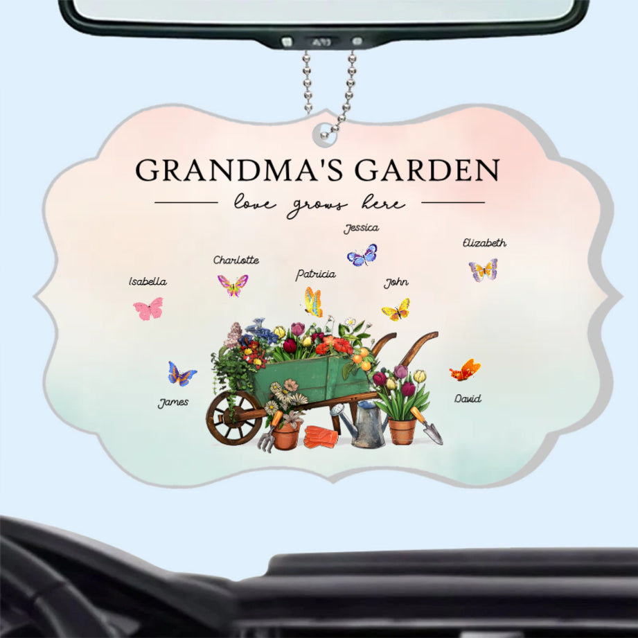 Personalized "Grandma's Garden" Poster, Keychain, Plaque, Ornament, Pillow, Wallet Card, Cup, and Sign - A Perfect Gift for Family Love and Cherished Memories