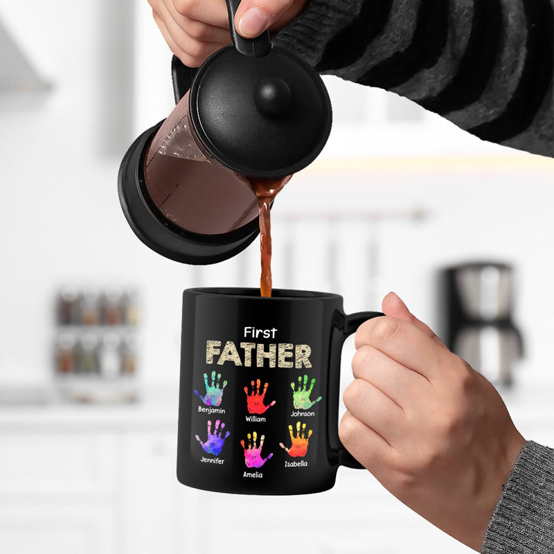 Full‑Color Handprint Mug – “First Dad, Now Grandpa” Favorite Gift for Dad or Grandpa