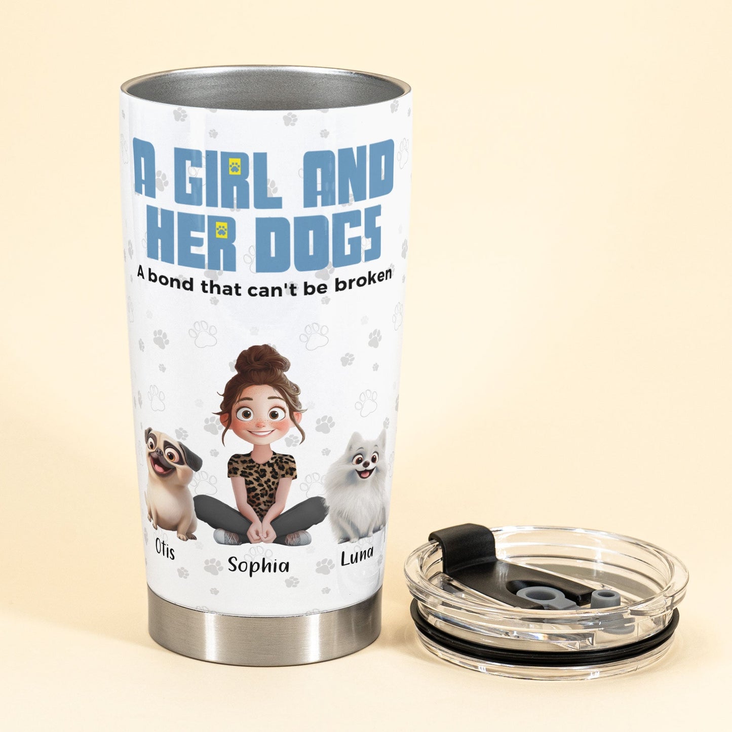 A Girl and Her Dog – Custom Insulated Travel Tumbler, Gift for Dog Lovers