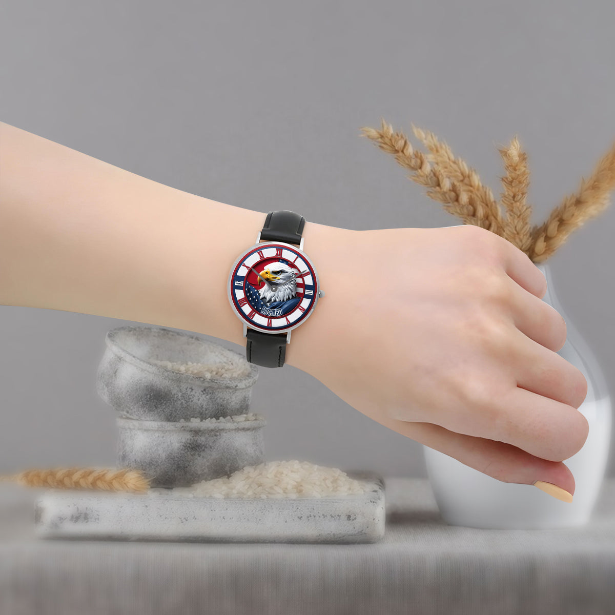 Home Of The Free - Personalized Bald Eagle Hand Watch