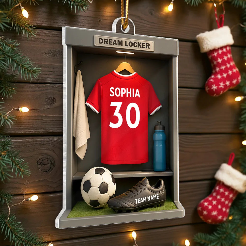 Soccer Locker Acrylic Ornament – Perfect Holiday Gift for Soccer Lovers & Players