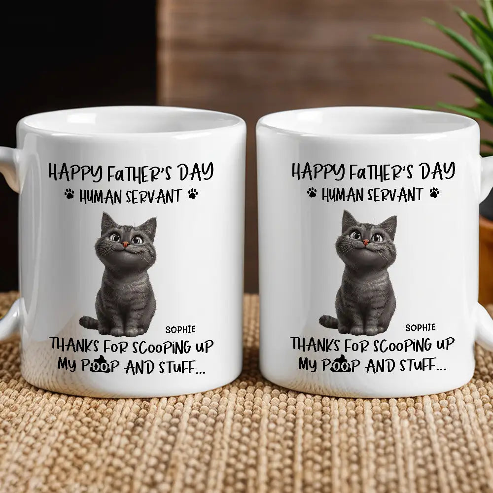 "Thanks for Scooping My Poop" Father's Day White Ceramic Mug – Custom Pet Design for Dad