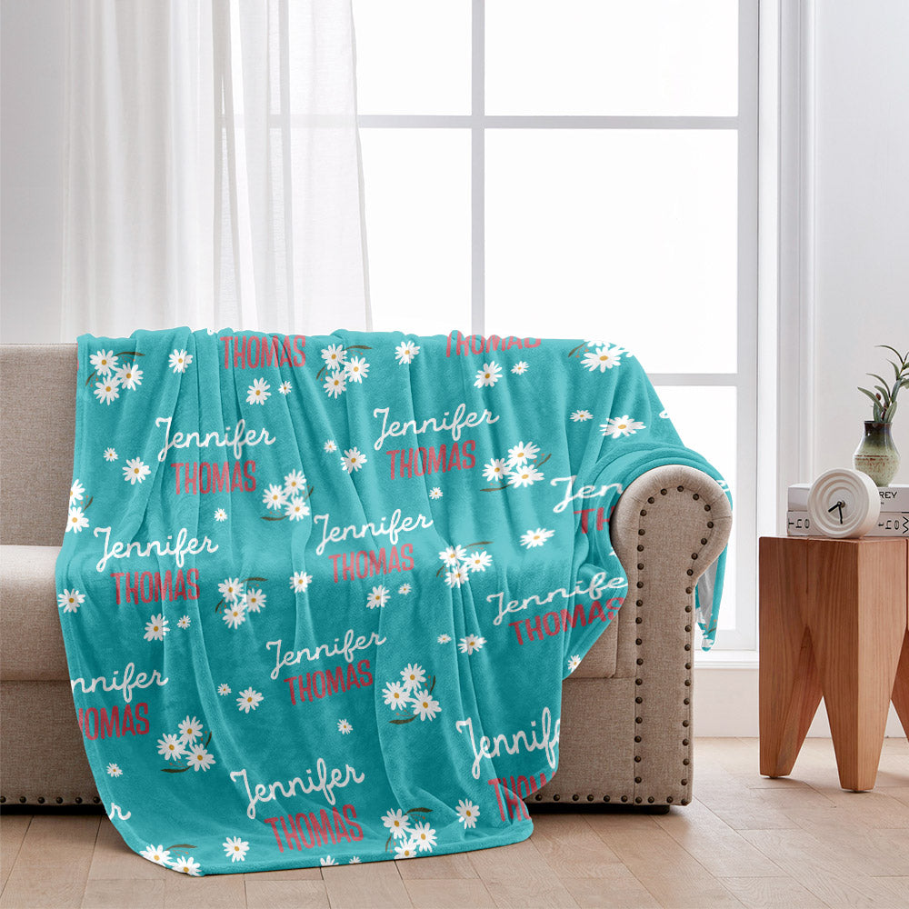 Daisy Custom Name - Personalized Couple Blanket