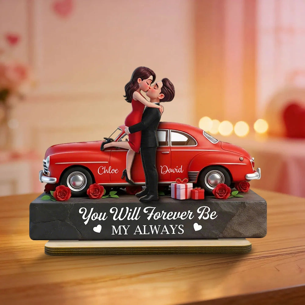 You Will Forever Be My Always Personalized 2-Layer Wooden Plaque Sweet Couple Kiss Scene Heartfelt Anniversary Gift