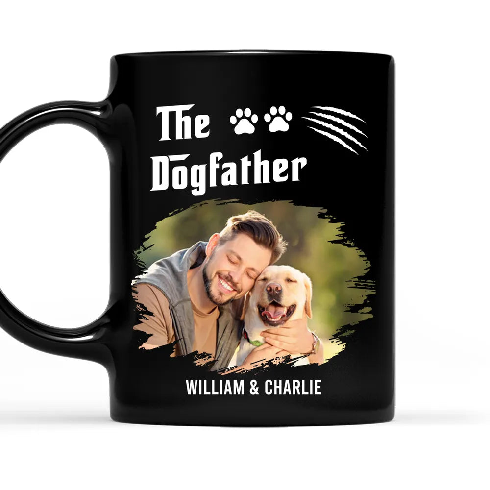 Custom Full Color Mug with Dog Dad Photo Fun Dogfather Coffee Cup Unique Gift for Him from the Pup