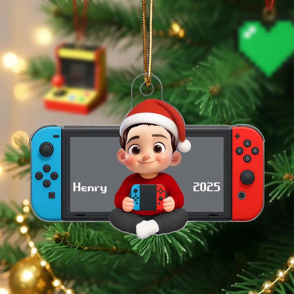 Acrylic Ornament with Game Console Theme, Festive Playful Design, Perfect Gift for Kids and Gamers
