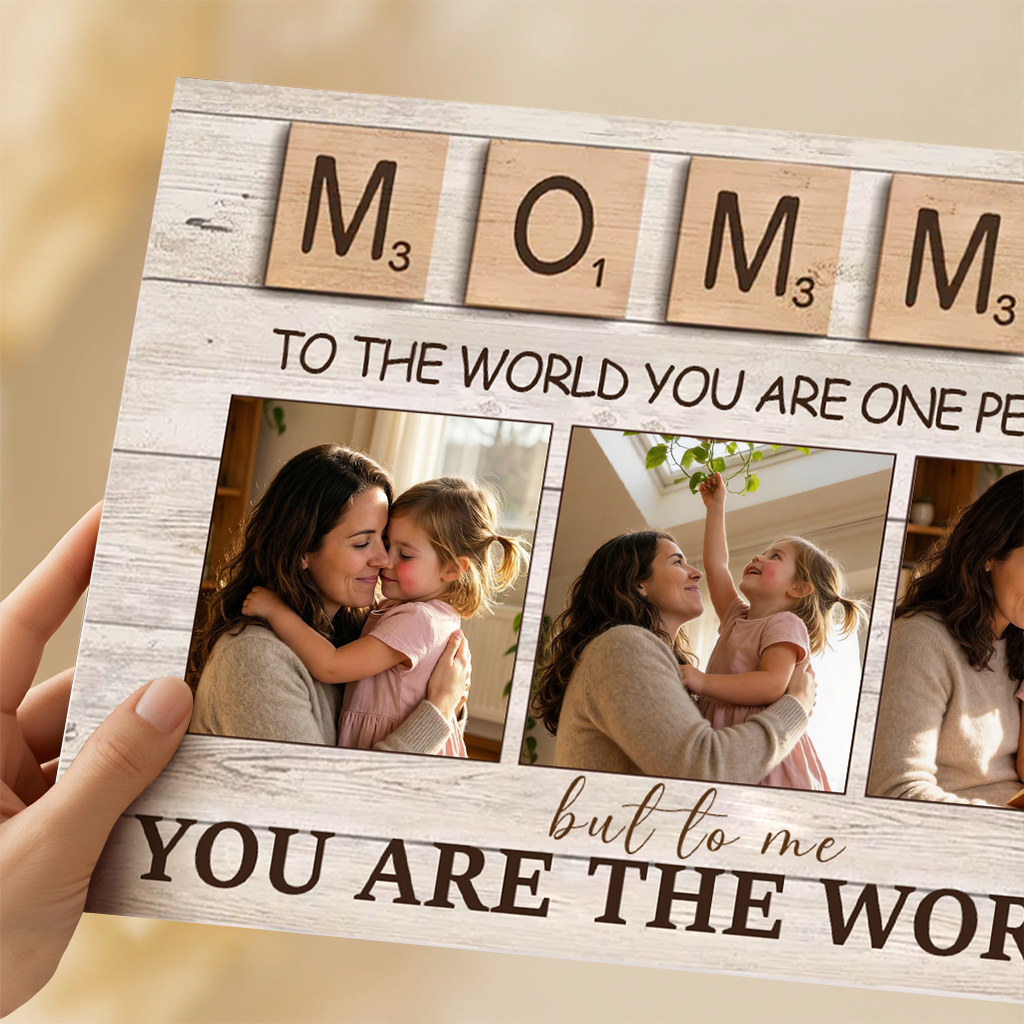 DoyoBest Personalized Custom Canvas Prints, Mother'S Day Canvas Prints with Your Photos, Personalized Gifts for Mom, Custom Poster with Frame, To The World You Are One Person Canvas(Mom-02)