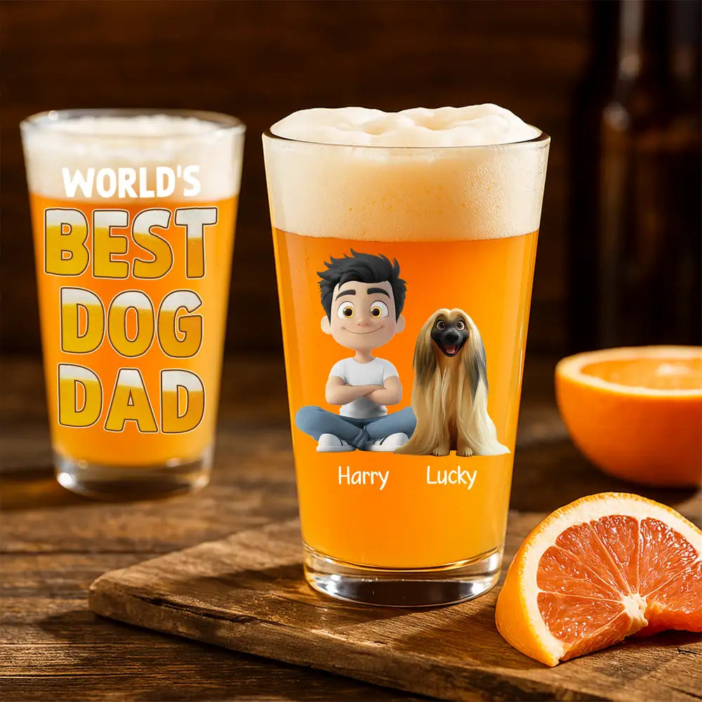 World's Best Dog Dad - Custom Beer Glass for Dog Dad – Perfect Gift for Dog Dads on Father’s Day or Birthdays