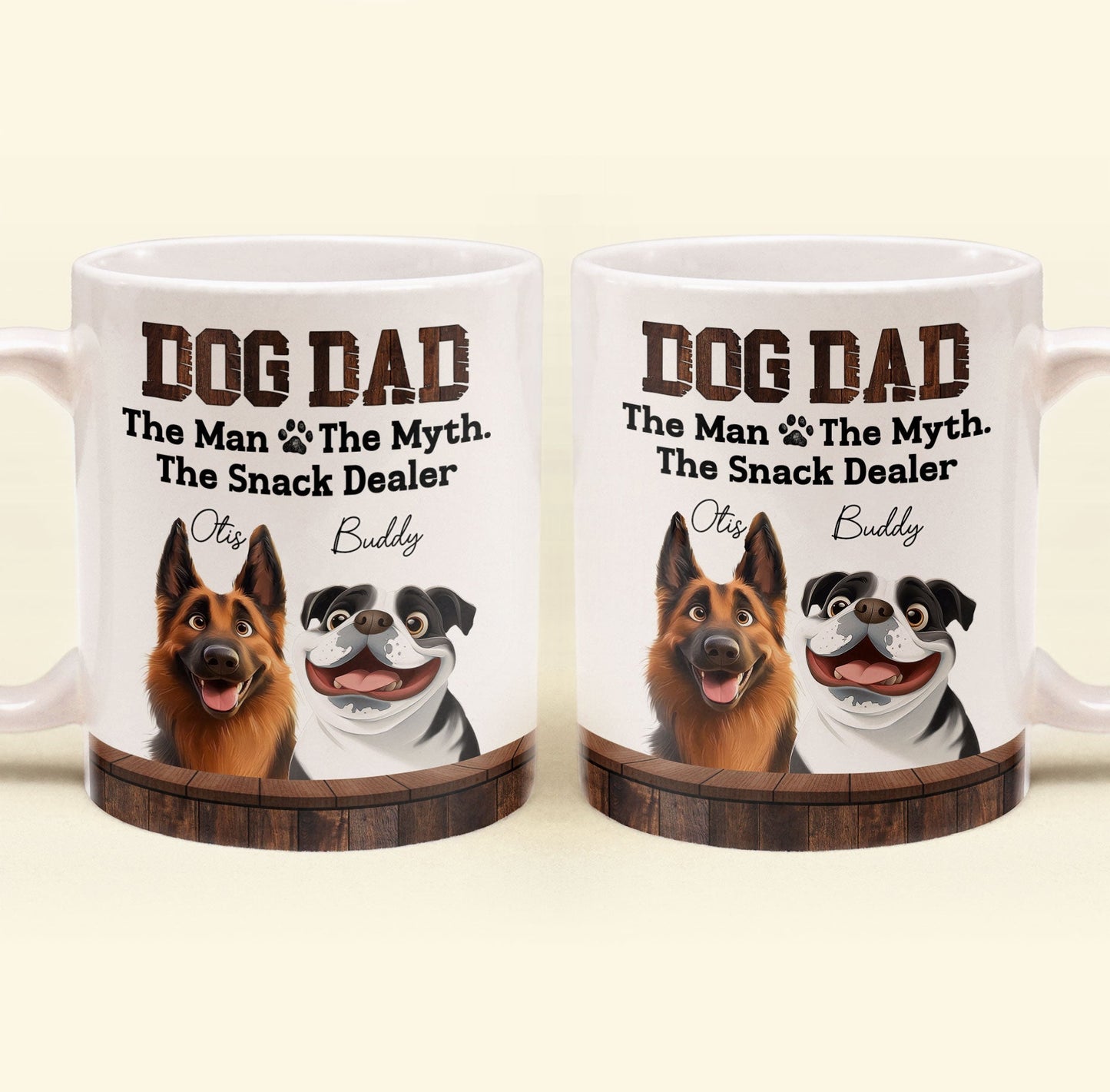 Must-Have Mug for Dog Dads - Custom White Ceramic Mug - Ideal Gift for Couples, Families on Valentine’s or Father’s Day