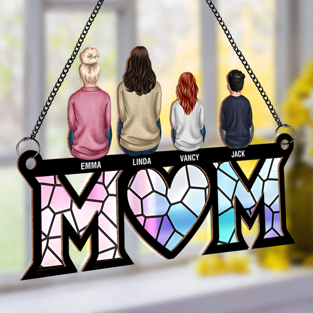 Custom Wood & Acrylic Ornament with Heartwarming Mother-Kids Design