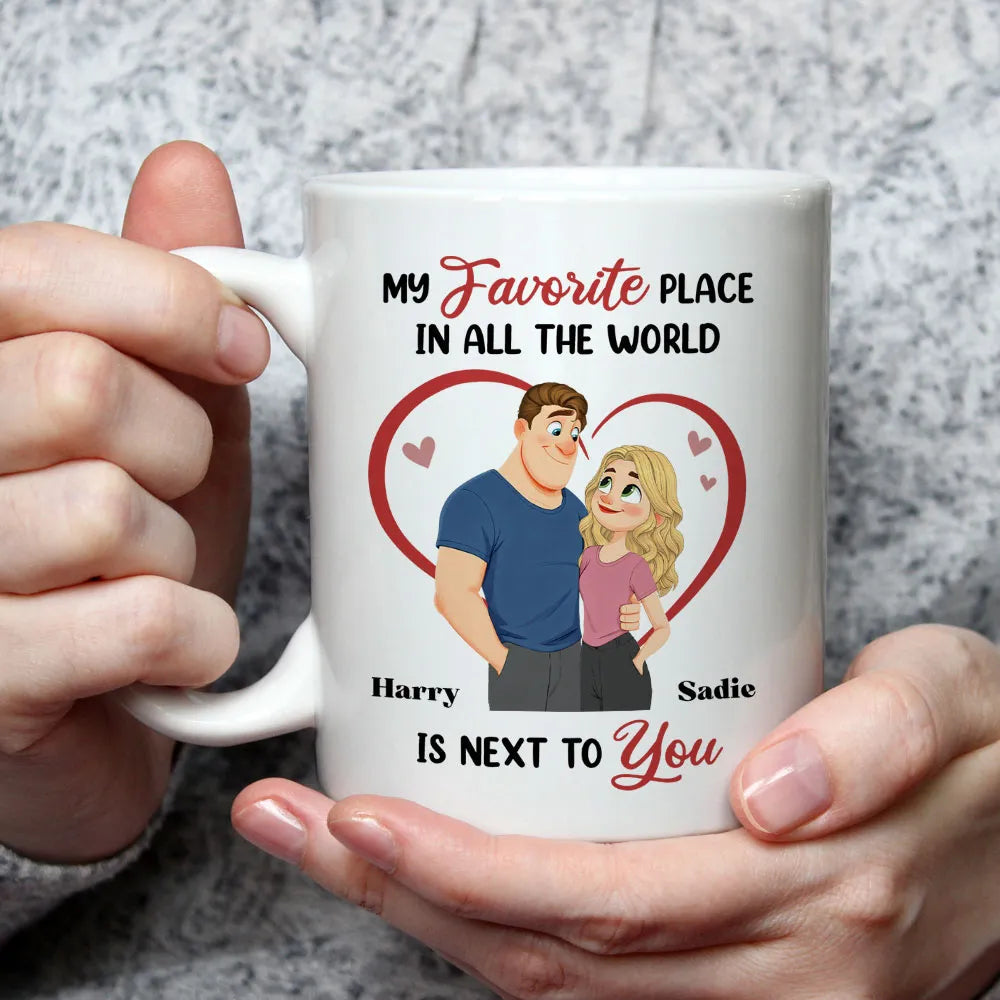 Ceramic Mug 'My Favorite Place' Couple Design, Personalized Love Gift For Couples, Sweet Daily Coffee Reminder