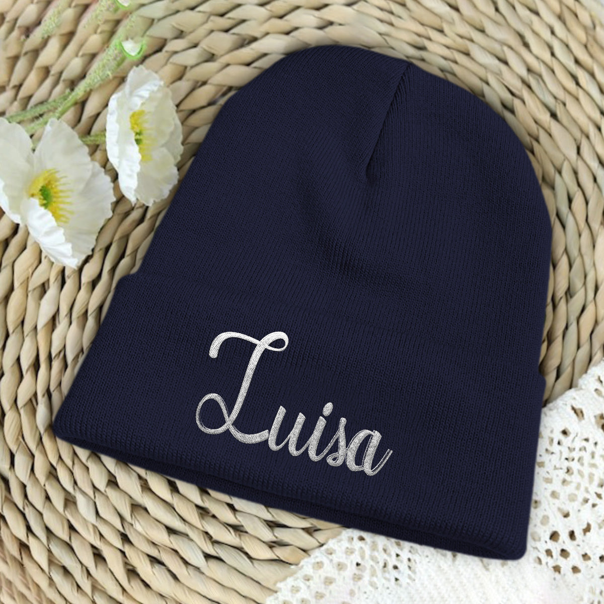Custom Name - Personalized Couple Embroidered Beanie