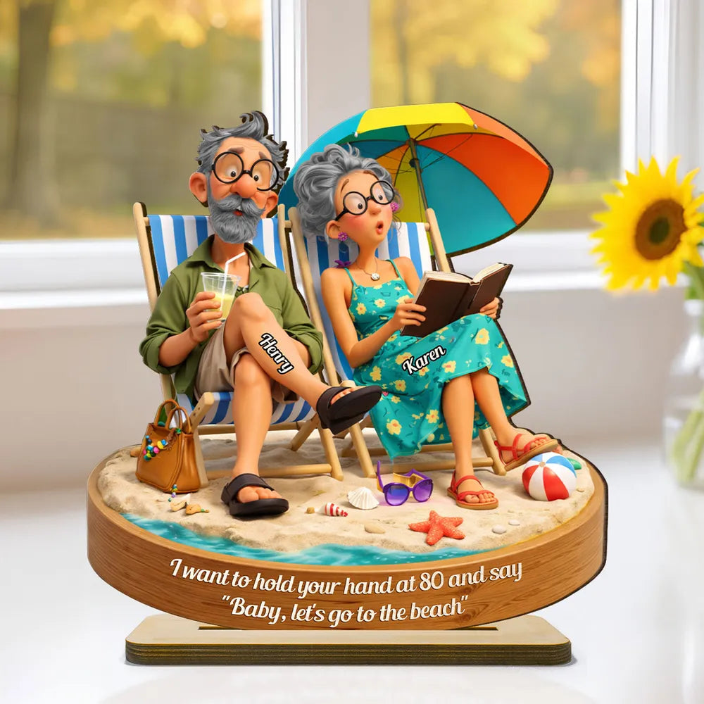 Personalized 2-Layer Wooden Plaque Beach Couple Scene, Funny Romantic Keepsake, Unique Gift for Husband or Wife