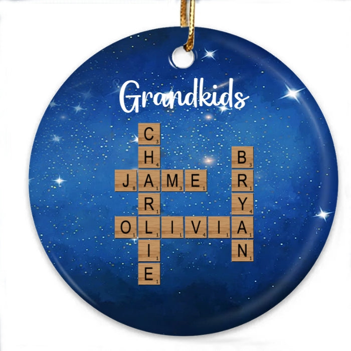 Personalized Grandkids Ornament - Custom Name Cross Plaque - Perfect Gift for Grandparents, Holiday Decor Keepsake