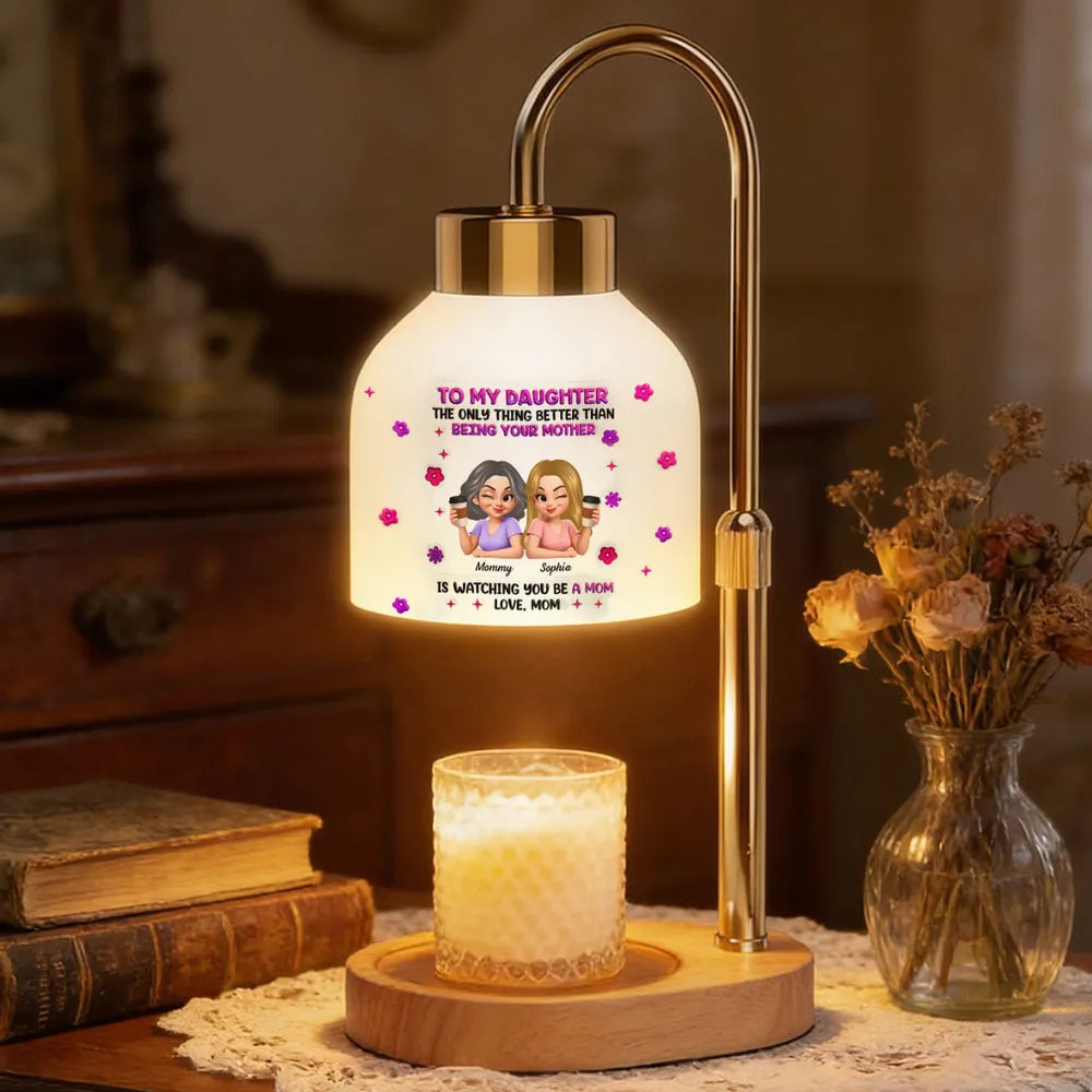 Personalized Candle Warmer Lamp for Daughter, Watching You Be a Mom Quote, Cute Cartoon Gift from Mom