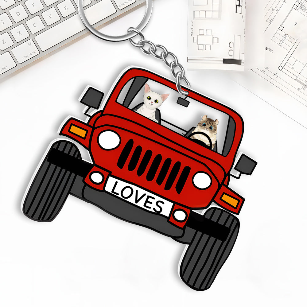 Customized Pet Car Keychain – Choose Dog, Cat, or Upload Your Own Image, Humorous Car Keychain for Pet Lovers