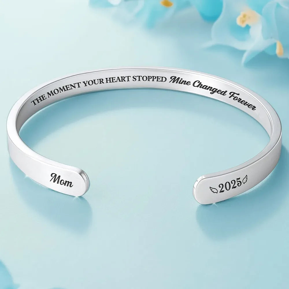 Personalized Stainless Steel Cuff Bracelet Memorial Gift · Custom Message Keepsake for Loved One · Always Loved Never Forgotten
