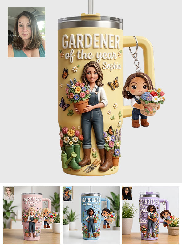Gardener Of The Year - Personalized Gardening Tumbler With Plush Charm