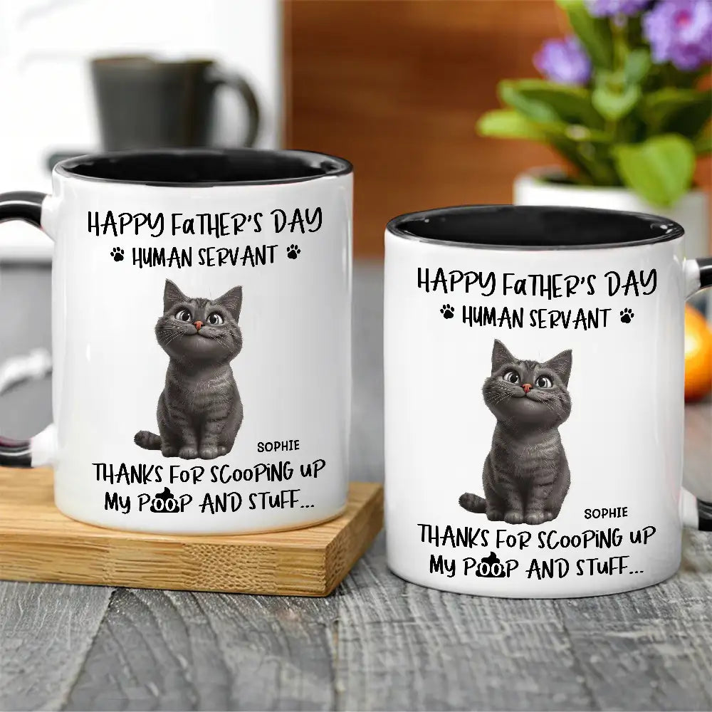 "Thanks for Scooping My Poop" Father's Day White Ceramic Mug – Custom Pet Design for Dad
