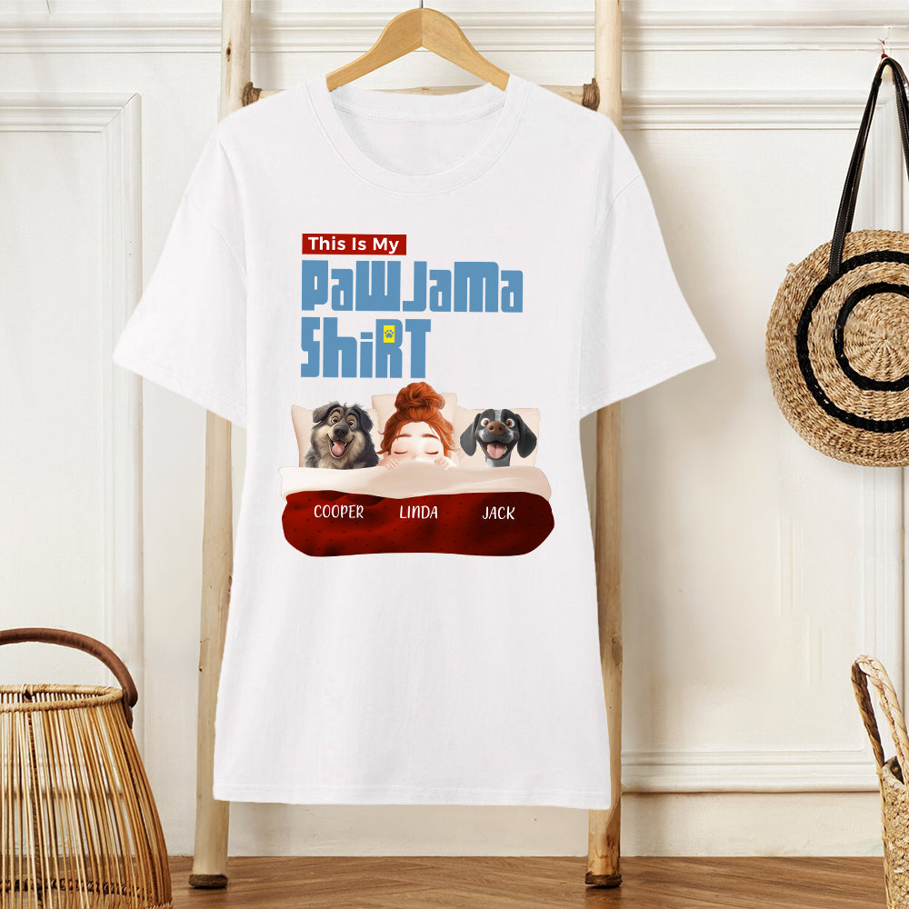 Custom Pawjama Shirt for Couples – Featuring Pets and Their Names, Ideal for Valentine’s Day or Special Occasions, Available in Classic Tee, Women Tee, Hoodie, and Sweatshirt