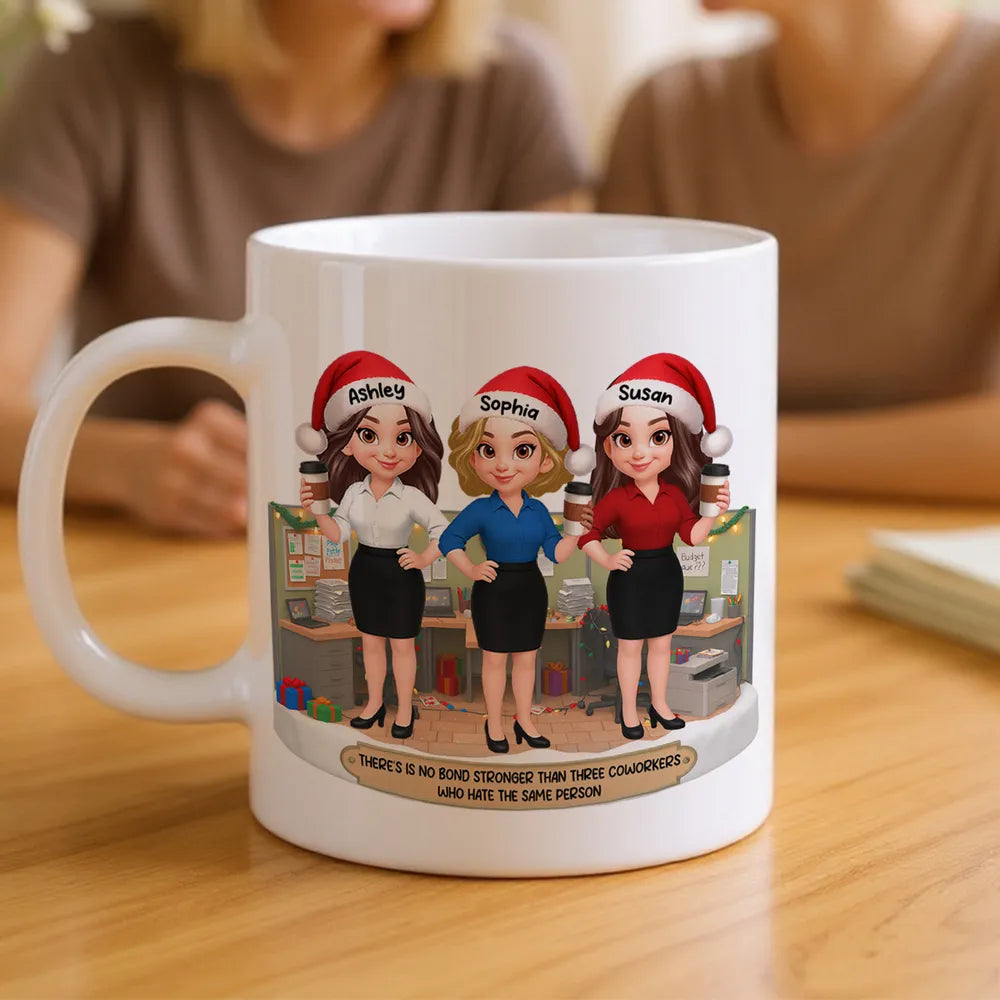 Personalized White Ceramic Mug for Coworkers – Funny Office Scene, Custom Work Besties, Unique Gift for Colleagues