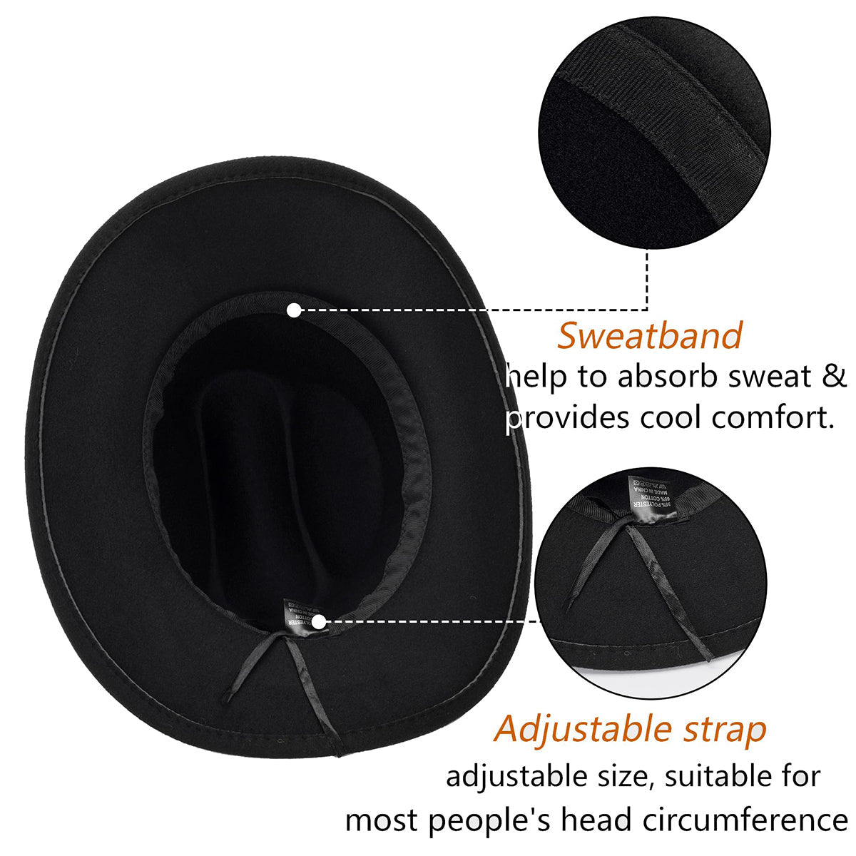 Human Skull Skeleton Head Bone, Cowboy Style - Personalized Western Outfit Wide Brim Cowboy Hat
